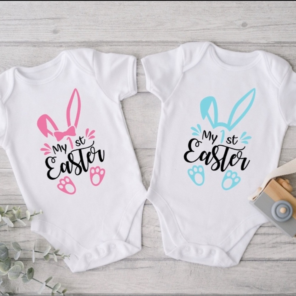 My 1st Easter Bunny Onesie Set - Pink & Blue